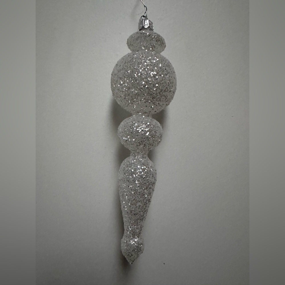 Handblown Glass Ornaments Glitter Swirl Finial (NWT)